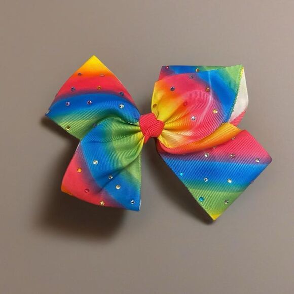 New! (2) RHINESTONE RAINBOW Hair Bow - Picture 3 of 5